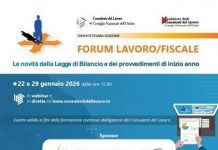 Consulenti lavoro: doppio appuntamento per Forum Lavoro/Fiscale 2026, 22 e 29 gennaio