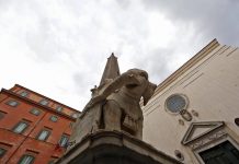 Roma, danneggiata scultura dell’Elefantino in piazza della Minerva: zanna spezzata
