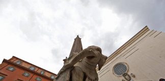 Roma, danneggiata scultura dell’Elefantino in piazza della Minerva: zanna spezzata