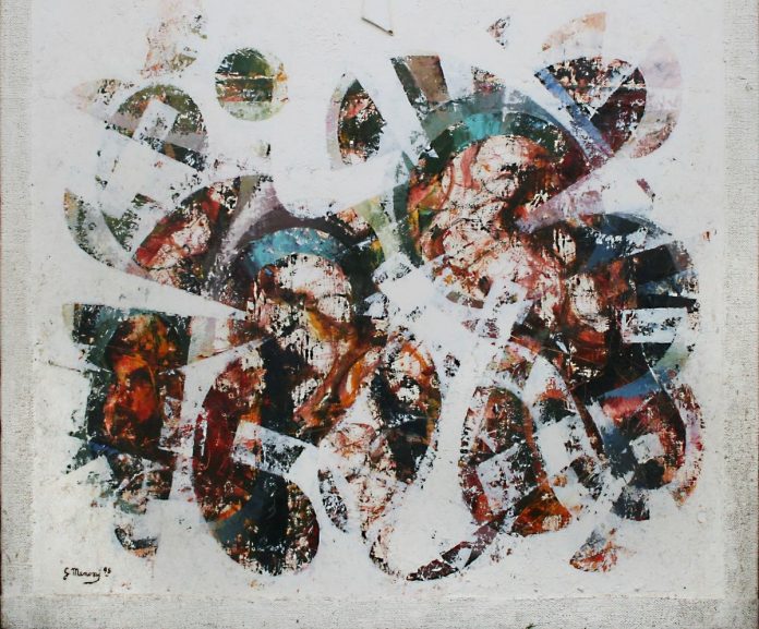 INCONTRI - tecnica mista su tavola - 95,5X95,5cm - 1998