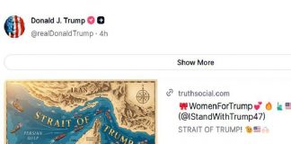 Stretto di Hormuz diventa ‘Stretto di Trump’: la nuova mappa condivisa su Truth