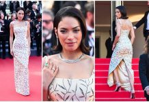 Cannes, Elodie sul tappeto rosso con un look da diva d’altri tempi