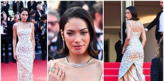 Cannes, Elodie sul tappeto rosso con un look da diva d’altri tempi