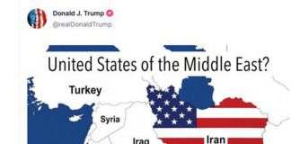 Trump e l’Iran ‘americano’, il presidente pubblica la mappa a stelle e strisce