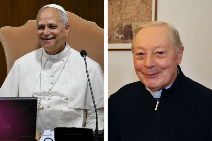 Foto doppia Papa Leone Sergio denti