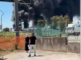 Fiamme al casello di Riccione: traffico paralizzato e colonna di fumo visibile dalla riviera