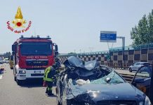 Auto tampona camion; 73enne ferito nell’ incidente sulla A22