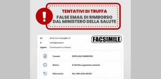 Email truffa su rimborsi, l’alert del ministero della Salute: “Non cliccare su link”
