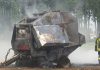 Rotopressa in fiamme nei campi tra Rivarolo e Casteldidone