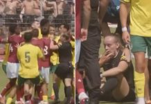Rissa nel match amichevole, l’arbitra finisce k.o.