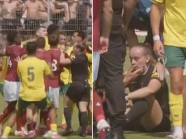 Rissa nel match amichevole, l’arbitra finisce k.o.