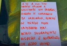 “Tuo marito urla, lascialo”: il messaggio sul parabrezza diventa un caso web