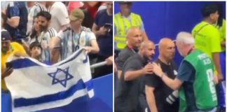Tifoso sventola bandiera Israele, ct Egitto si infuria e se la prende con un fotografo