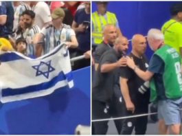 Tifoso sventola bandiera Israele, ct Egitto sputa e se la prende con un fotografo