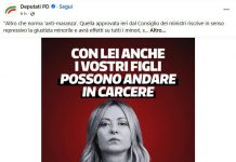 “Con Meloni i vostri figli possono andare in carcere”: lo slogan choc del Pd sulla giustizia. La premier: “Italia più sicura per chi non commette reati”