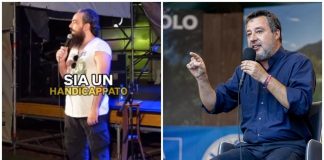 Il comico e la gag su Salvini che fa discutere: “Penso sia handicappato”