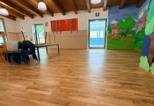 Villa Saviola, scuola materna Agazzi: pavimento ripristinato prima della riapertura