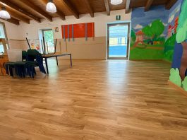 Villa Saviola, scuola materna Agazzi: pavimento ripristinato prima della riapertura