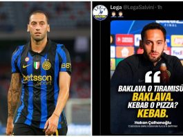 “Preferisce il kebab… alla pizza”: la Lega ‘punge’ Calhanoglu sui social
