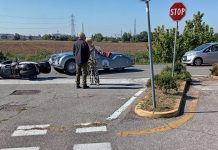 San Giorgio Bigarello, scontro tra auto e moto in via Marconi: ferito sessantottenne