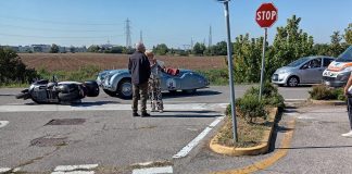 San Giorgio, scontro tra un’ auto storica e una moto: centauro al “Poma”