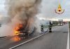 Auto in fiamme a Brusatasso: i Vigili del Fuoco domano il rogo